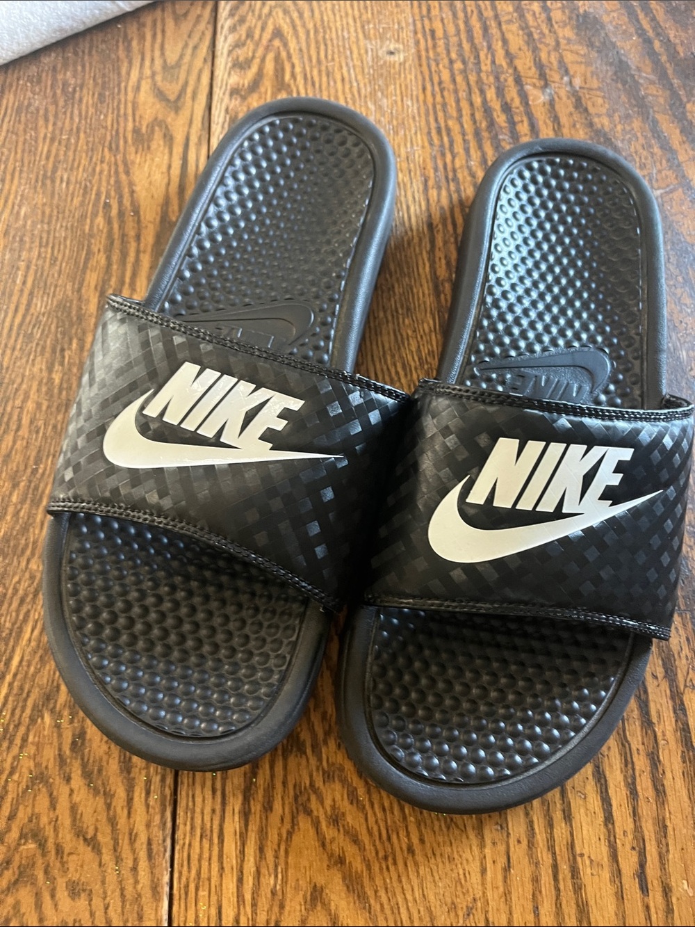 Nike Black Slide Sandals with White Swoosh